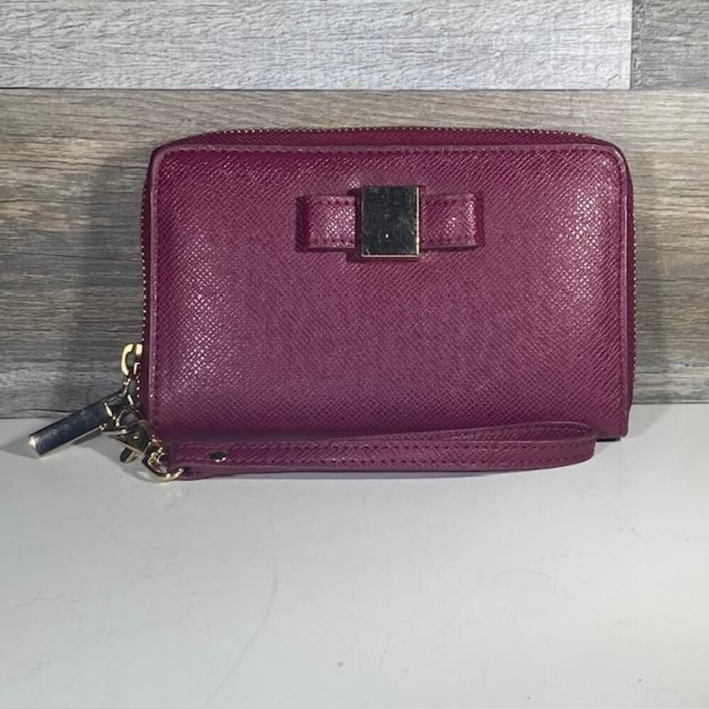 Ivanka Trump Wine Red Zip Around Clutch Wristlet Card Holder Wallet 6.5" x 4 "